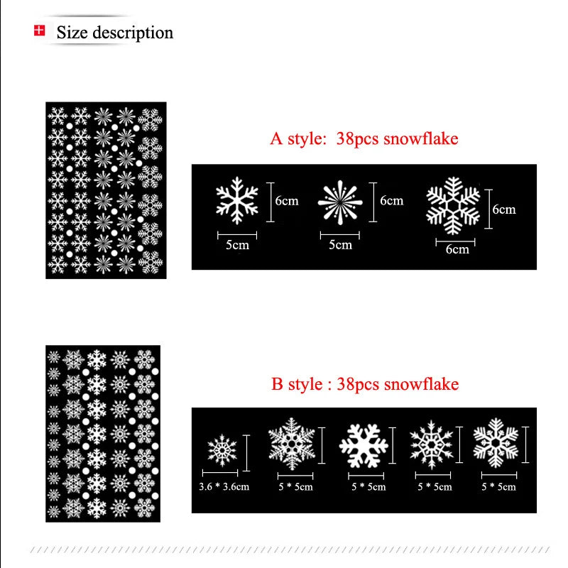 38 Pcs/Lot Snowflake Electrostatic Wall Stickers Window Kids Room Christmas Decoration