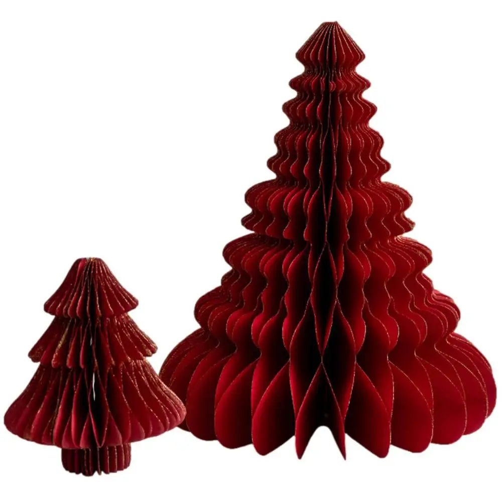 2Pcs Christmas Paper Trees Table Decoration DIY Honeycomb Design Christmas Tree Hanging Decorations Christmas Party Decor