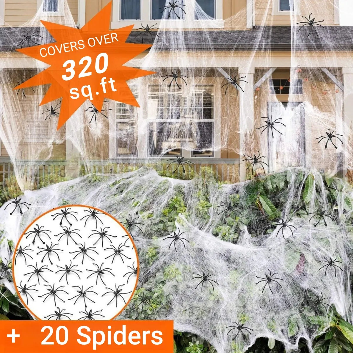 200cm Halloween Spiders Outdoor Decoration Halloween Plush Spiders Giant Spider for Indoor Outdoor Garden Party Decoration