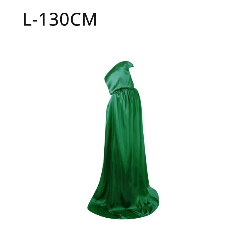 1PC Halloween Cloak Hooded Witch Cape Soft Black Robe Unisex Cosplay Costume Party Carnival Masquerade Decoration Supplies