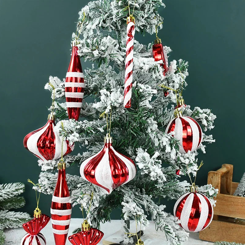14pcs Christmas Red White Candy Cane Xmas Tree Ornaments Ball New Year Xmas Gifts Christmas DIY Decoration for Home Navidad 2023