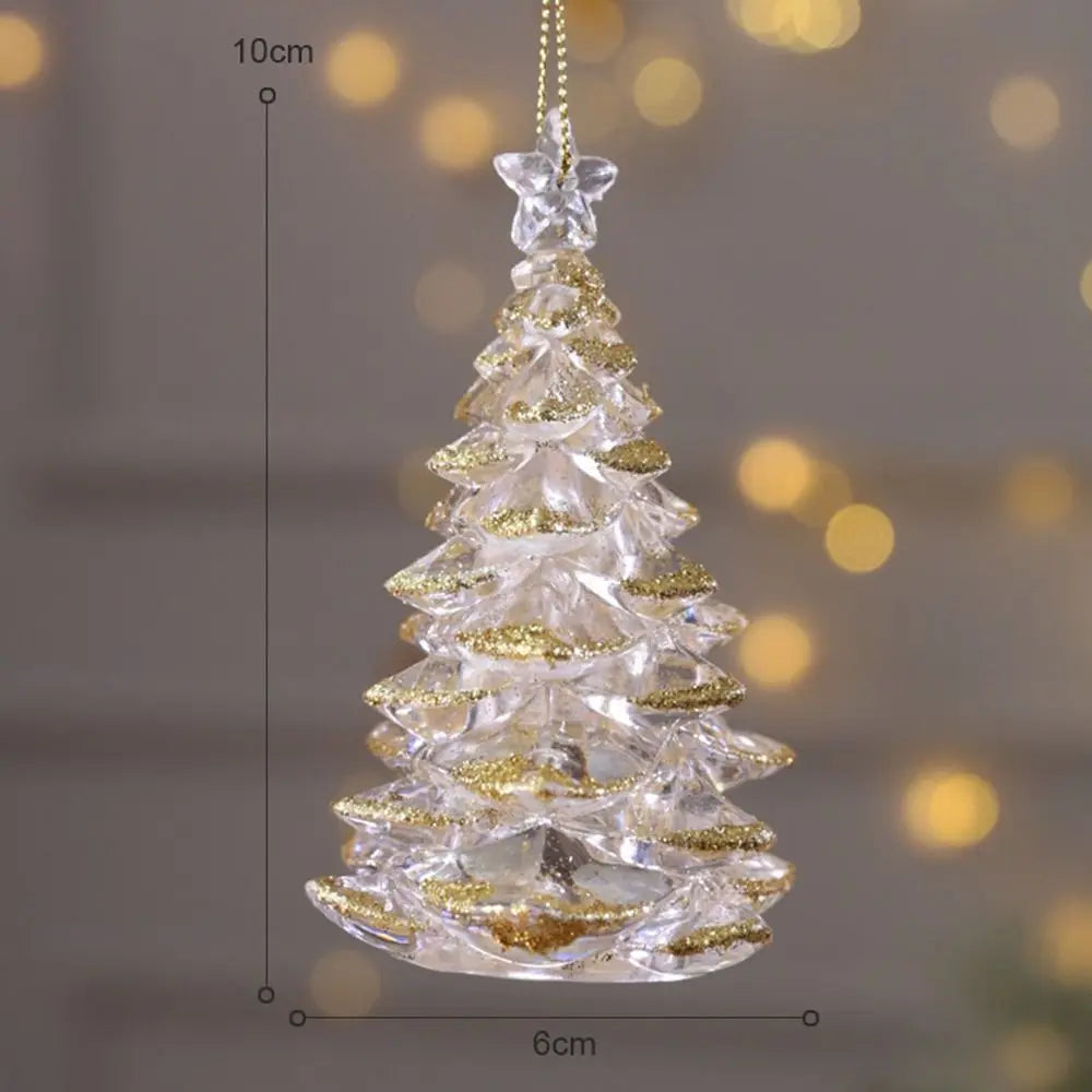 1pc 15cm Christmas Acrylic Snowflake Piece Xmas Tree Pendants Noel Crystal Deer Wreath Hanging Ornaments Merry Christmas Decor