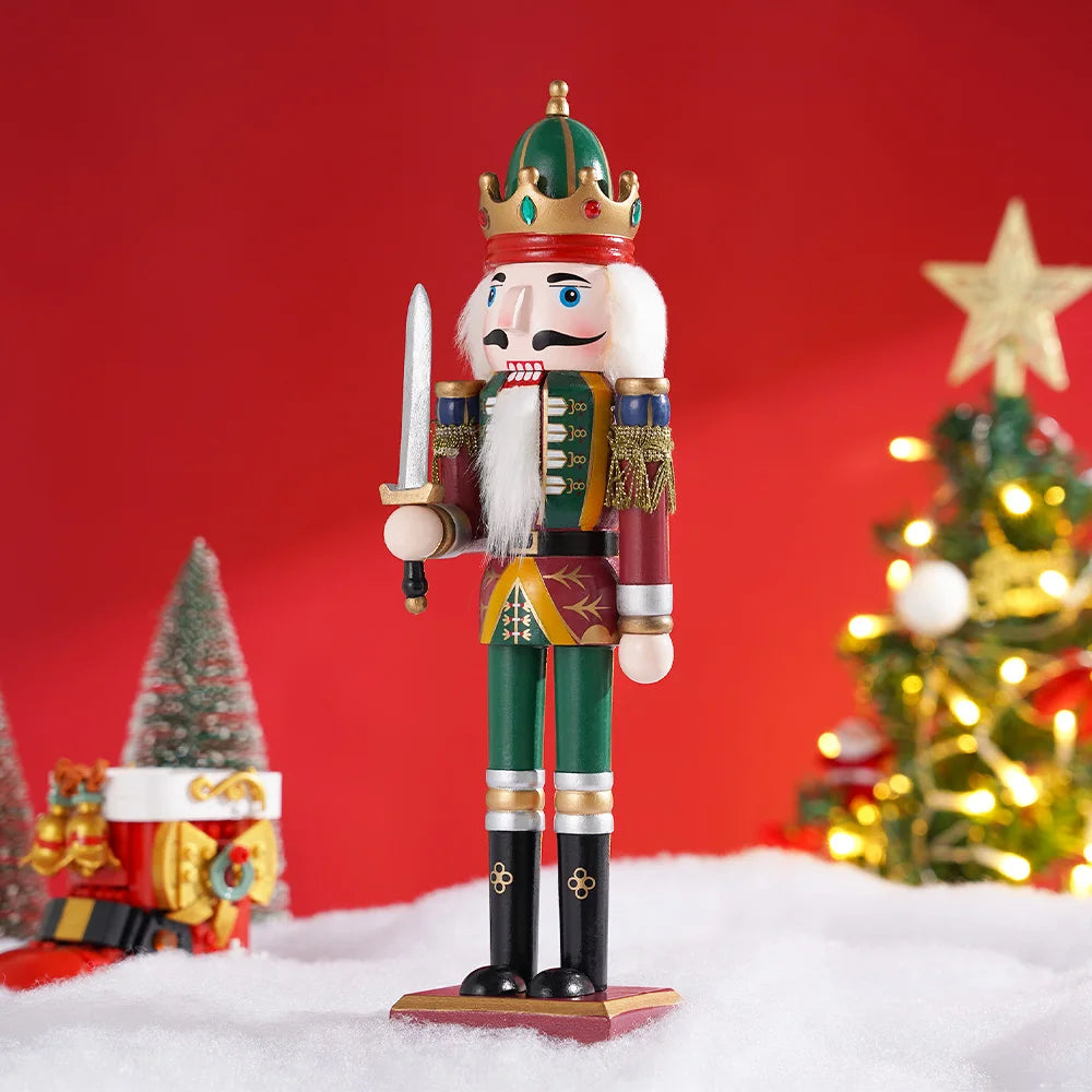 Nutcracker Soldier Puppet Wooden Nutcracker Statues Handicraft Doll Toy Christmas Navidad New Year Gift Home Decoration 30cm