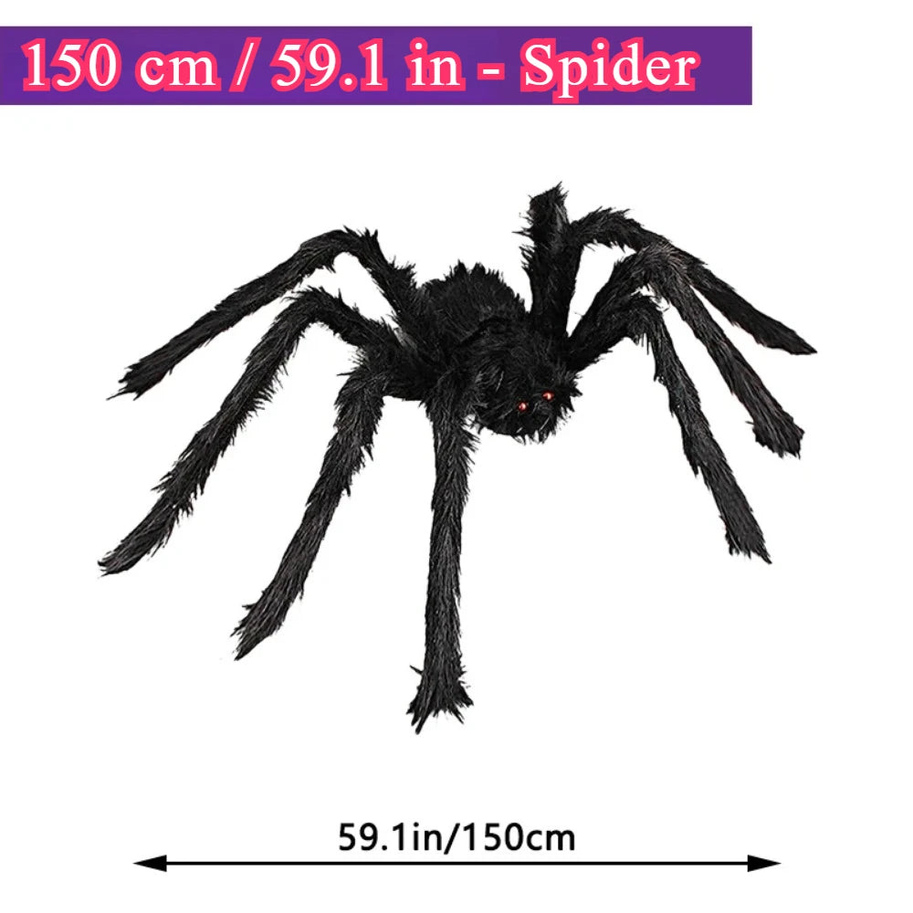 200cm Halloween Spiders Outdoor Decoration Halloween Plush Spiders Giant Spider for Indoor Outdoor Garden Party Decoration