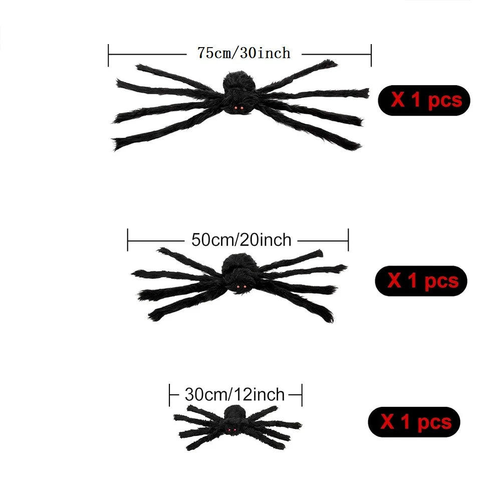 200cm Halloween Spiders Outdoor Decoration Halloween Plush Spiders Giant Spider for Indoor Outdoor Garden Party Decoration