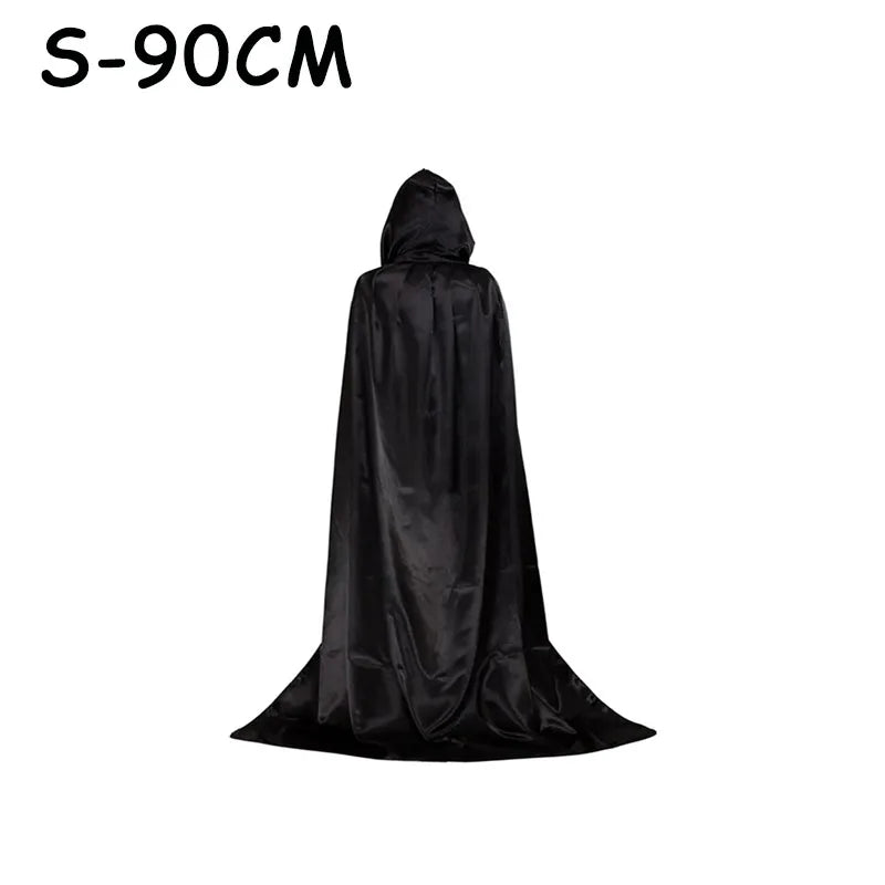 1PC Halloween Cloak Hooded Witch Cape Soft Black Robe Unisex Cosplay Costume Party Carnival Masquerade Decoration Supplies