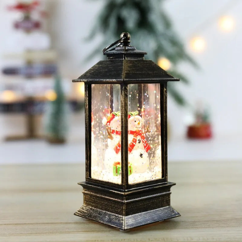 Small Christmas Wind Lanterns Caroon Xmas Tree Santa Claus Snowman Light Noel Merry Christmas Decor 2025 Happy New Year 2026