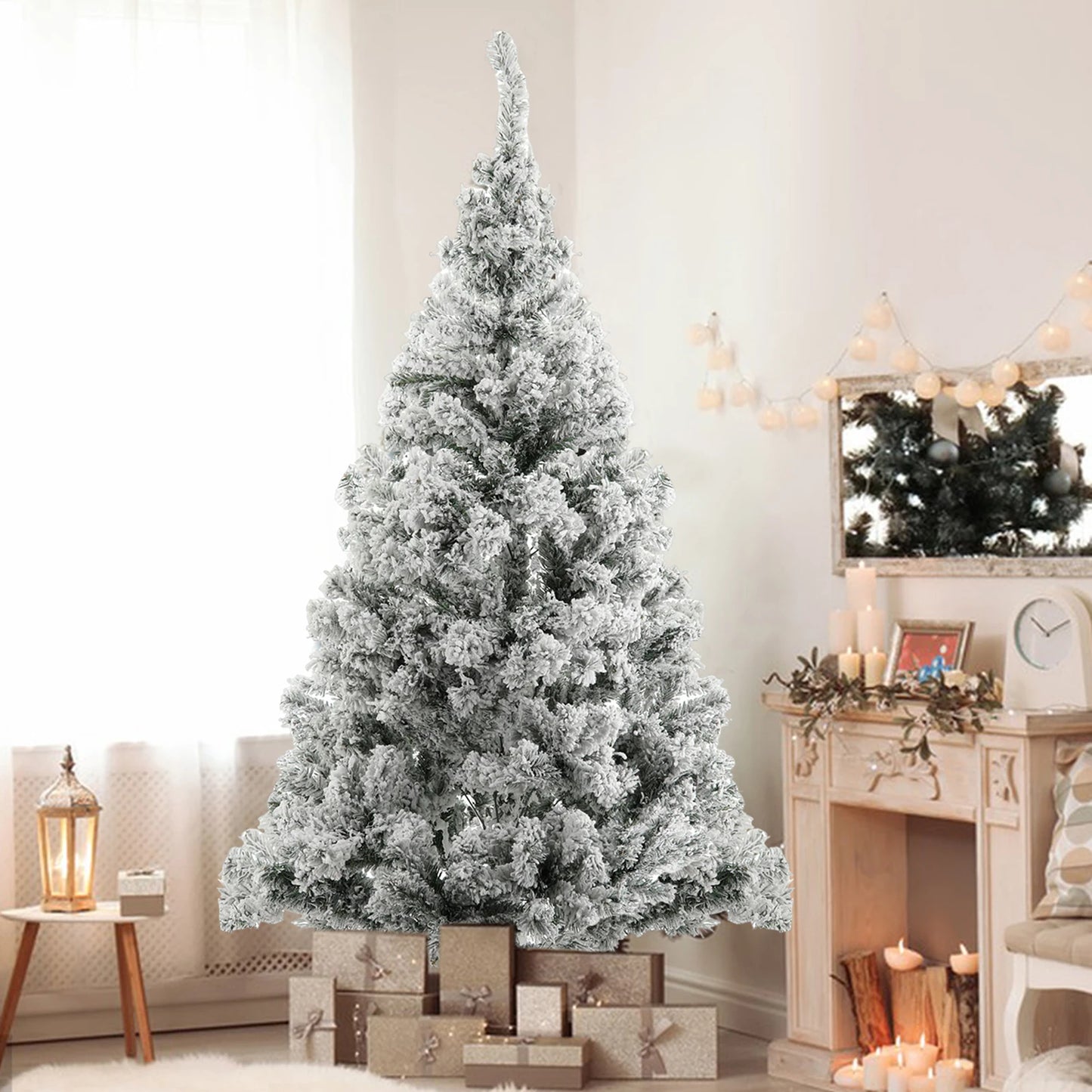 1.8m/6ft Pink/White Artificial Christmas Pine Tree Seasonal Holiday Carnival Decoration for Office, Party, Indoor,Outdoor