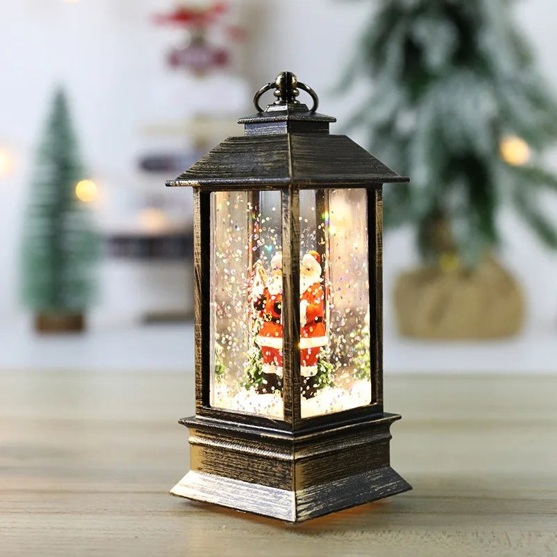 Small Christmas Wind Lanterns Caroon Xmas Tree Santa Claus Snowman Light Noel Merry Christmas Decor 2025 Happy New Year 2026