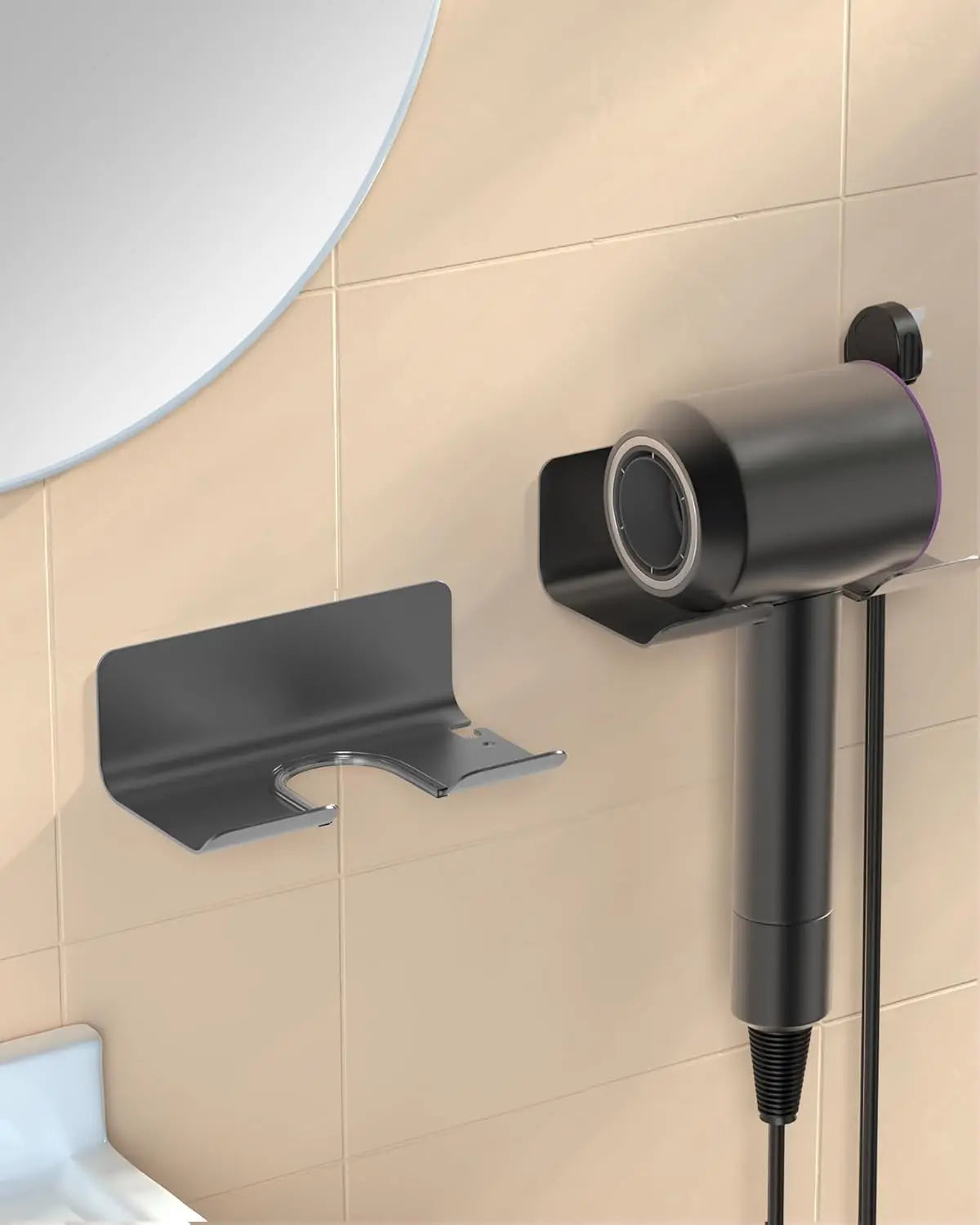 Hair Dryer Holder Hair Tool Organizer Wall Mounted Hair Dryer Hanging Rack Placement Rack Bathroom Multi-Functional Storage Rack