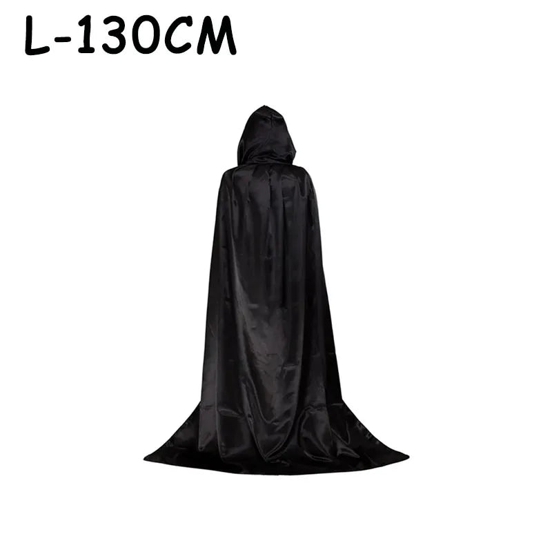 1PC Halloween Cloak Hooded Witch Cape Soft Black Robe Unisex Cosplay Costume Party Carnival Masquerade Decoration Supplies