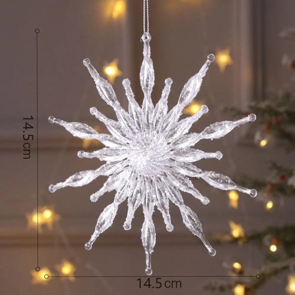 1pc 15cm Christmas Acrylic Snowflake Piece Xmas Tree Pendants Noel Crystal Deer Wreath Hanging Ornaments Merry Christmas Decor