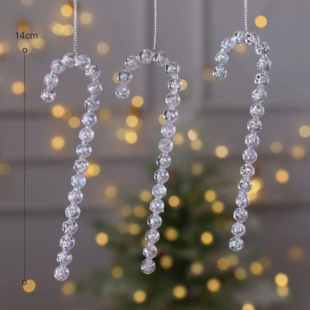 1pc 15cm Christmas Acrylic Snowflake Piece Xmas Tree Pendants Noel Crystal Deer Wreath Hanging Ornaments Merry Christmas Decor