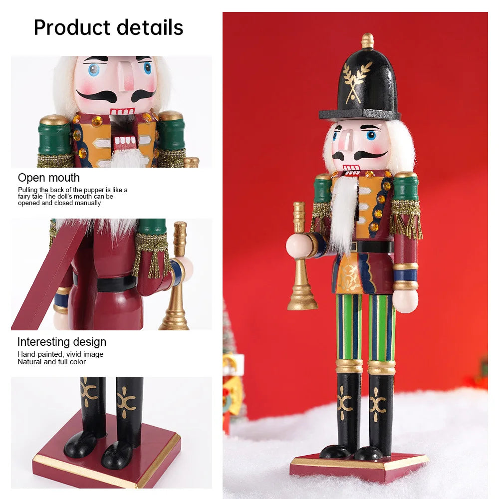 Nutcracker Soldier Puppet Wooden Nutcracker Statues Handicraft Doll Toy Christmas Navidad New Year Gift Home Decoration 30cm