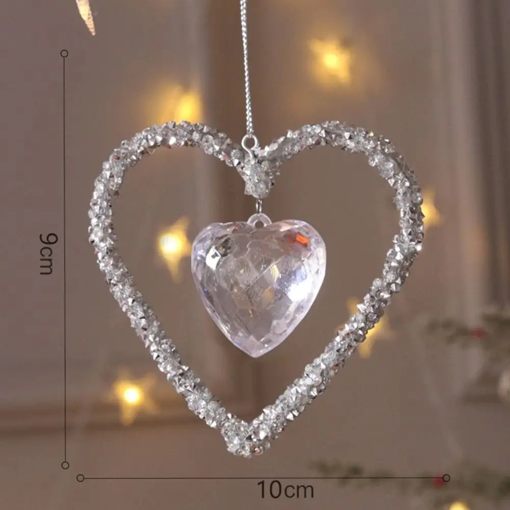 1pc 15cm Christmas Acrylic Snowflake Piece Xmas Tree Pendants Noel Crystal Deer Wreath Hanging Ornaments Merry Christmas Decor