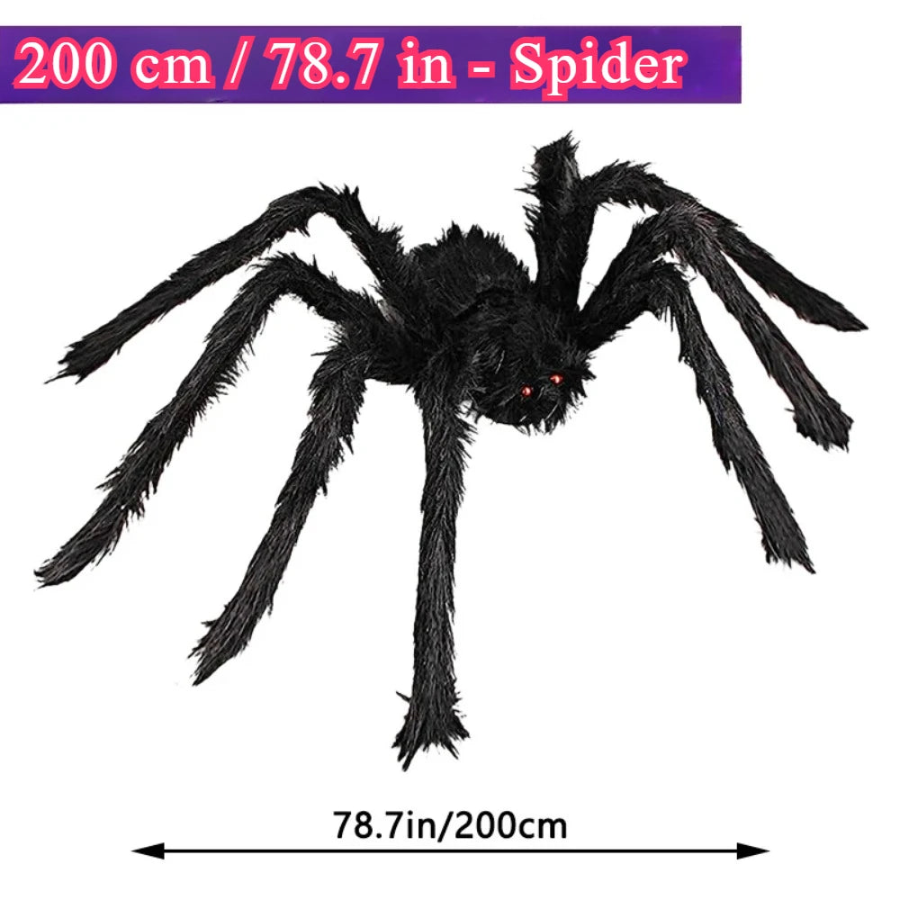 200cm Halloween Spiders Outdoor Decoration Halloween Plush Spiders Giant Spider for Indoor Outdoor Garden Party Decoration