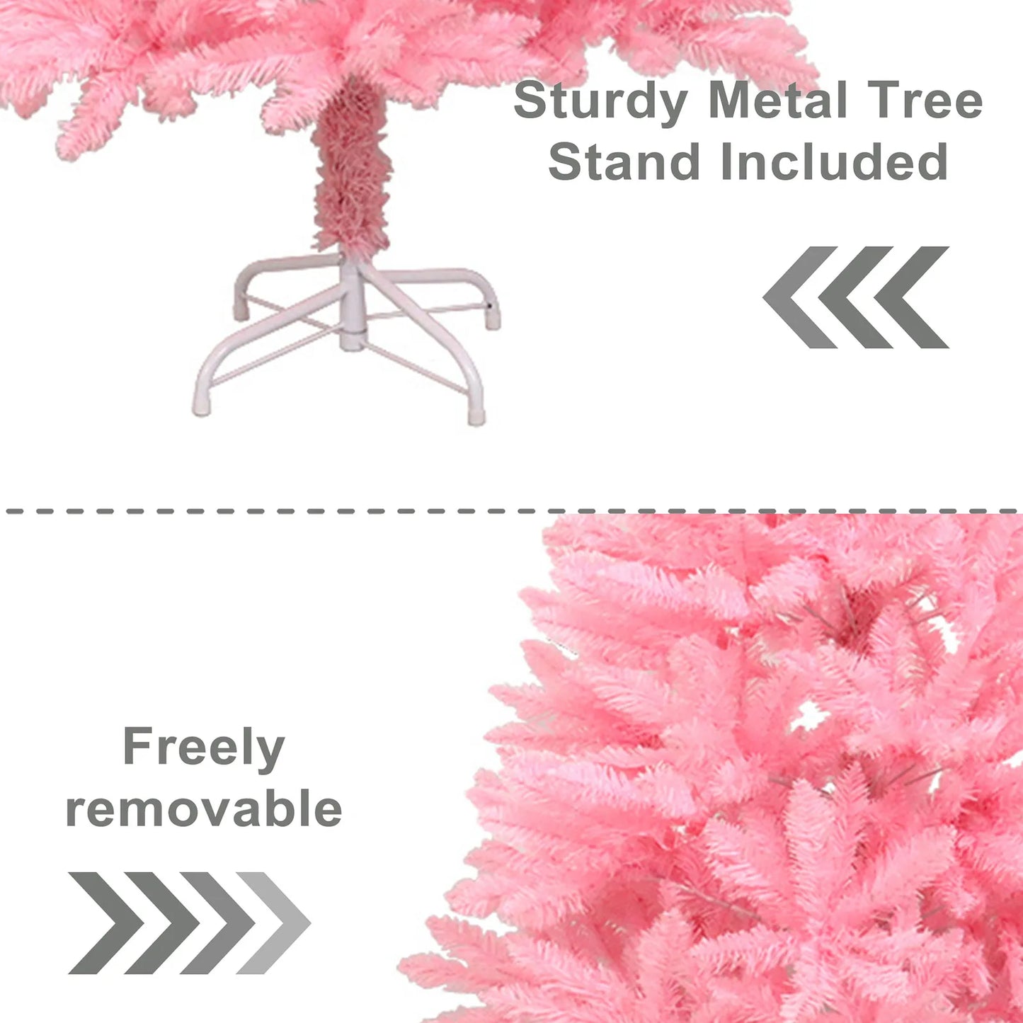 1.8m/6ft Pink/White Artificial Christmas Pine Tree Seasonal Holiday Carnival Decoration for Office, Party, Indoor,Outdoor