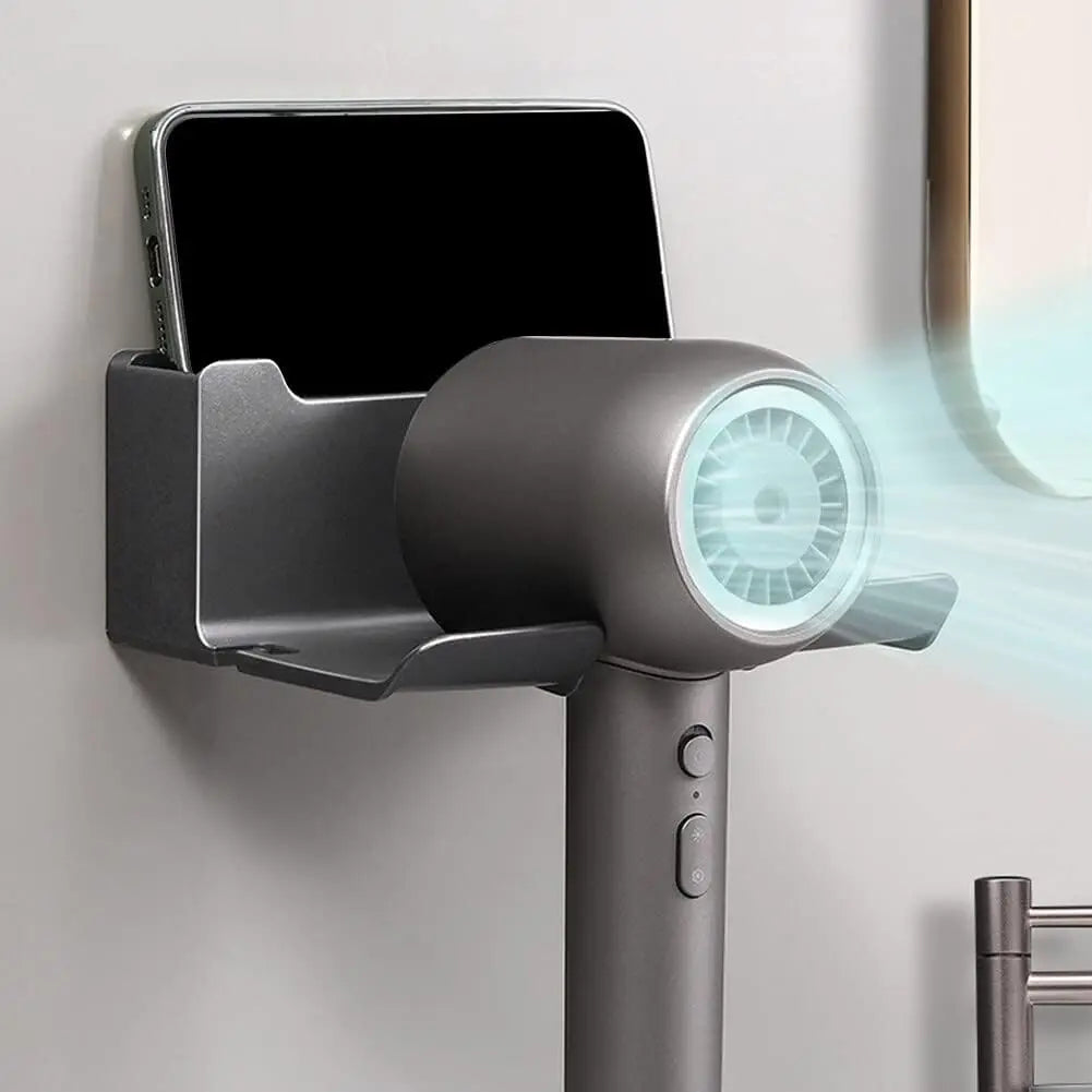 Hair Dryer Holder Hair Tool Organizer Wall Mounted Hair Dryer Hanging Rack Placement Rack Bathroom Multi-Functional Storage Rack