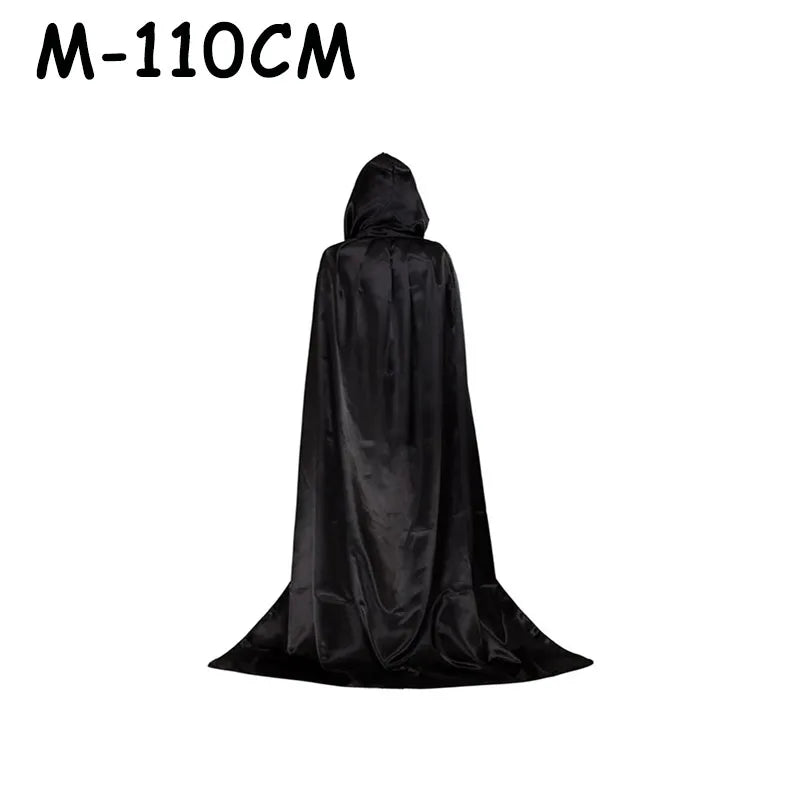1PC Halloween Cloak Hooded Witch Cape Soft Black Robe Unisex Cosplay Costume Party Carnival Masquerade Decoration Supplies