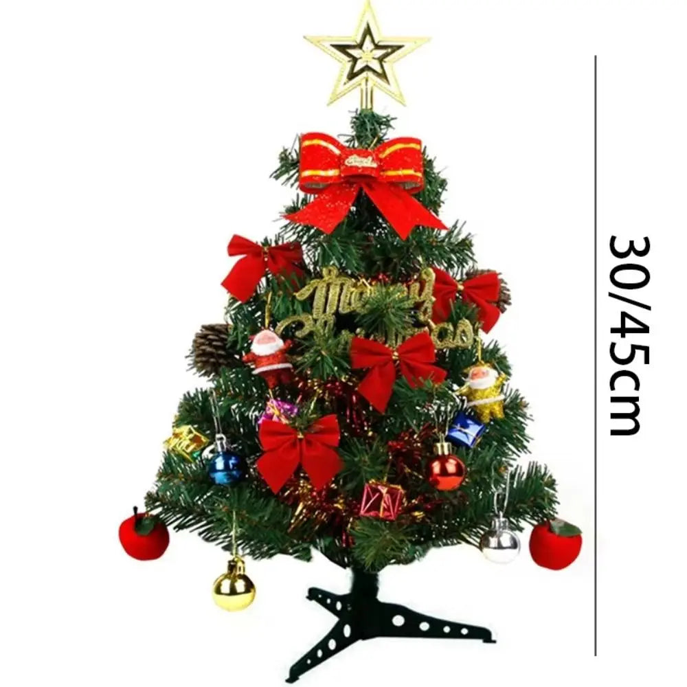 30/45cm Mini Christmas Tree New Year Gift DIY Handicraft Artificial Xmas Ornament LED Light Creative Xmas Tabletop Tree New Year