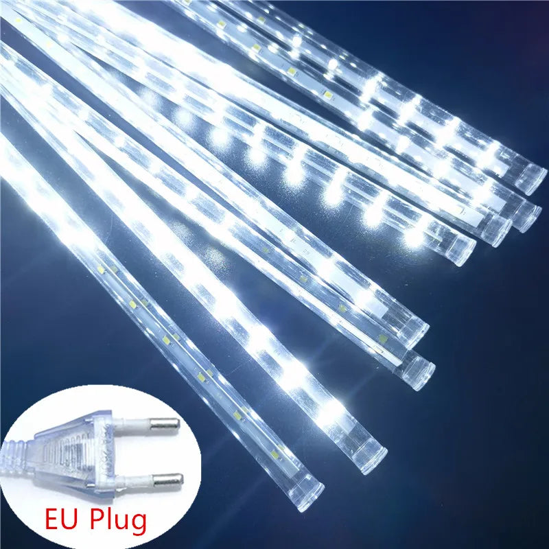 8 Tubes Meteor Shower Rain Led String Lights Street Garlands Christmas Tree Decorations for Outdoor New Year Fairy Garden Lights