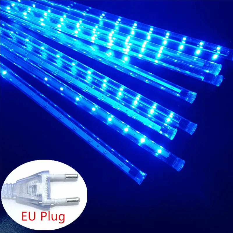8 Tubes Meteor Shower Rain Led String Lights Street Garlands Christmas Tree Decorations for Outdoor New Year Fairy Garden Lights