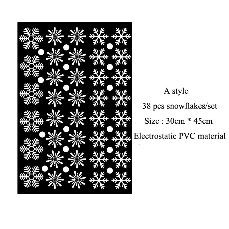 38 Pcs/Lot Snowflake Electrostatic Wall Stickers Window Kids Room Christmas Decoration