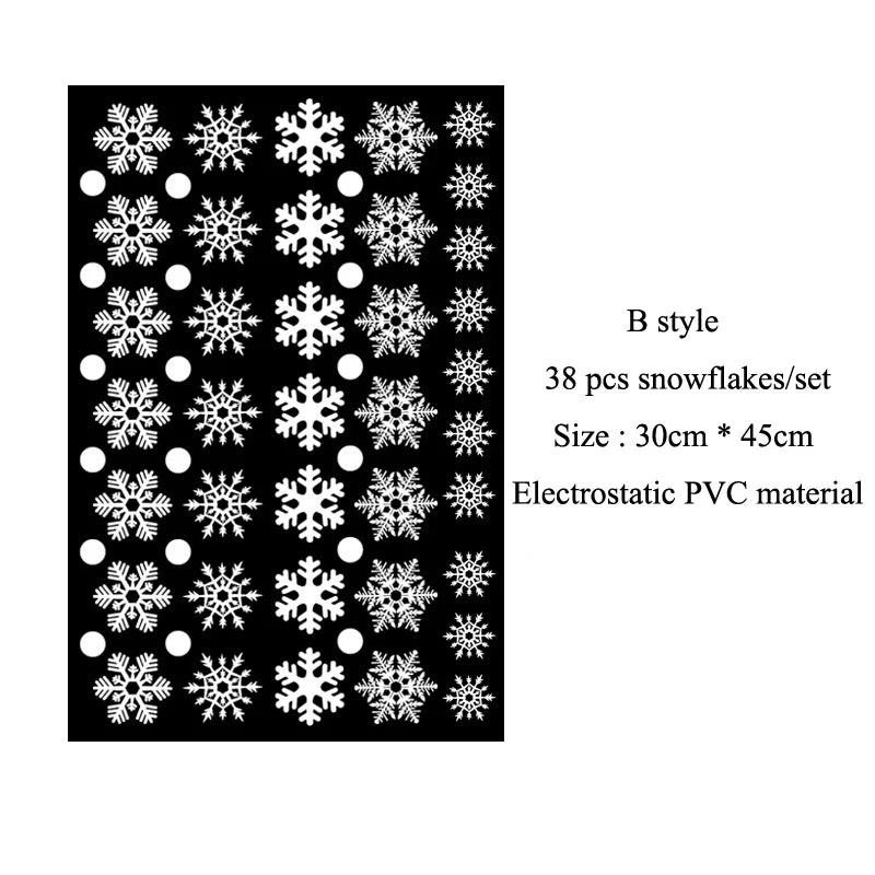 38 Pcs/Lot Snowflake Electrostatic Wall Stickers Window Kids Room Christmas Decoration