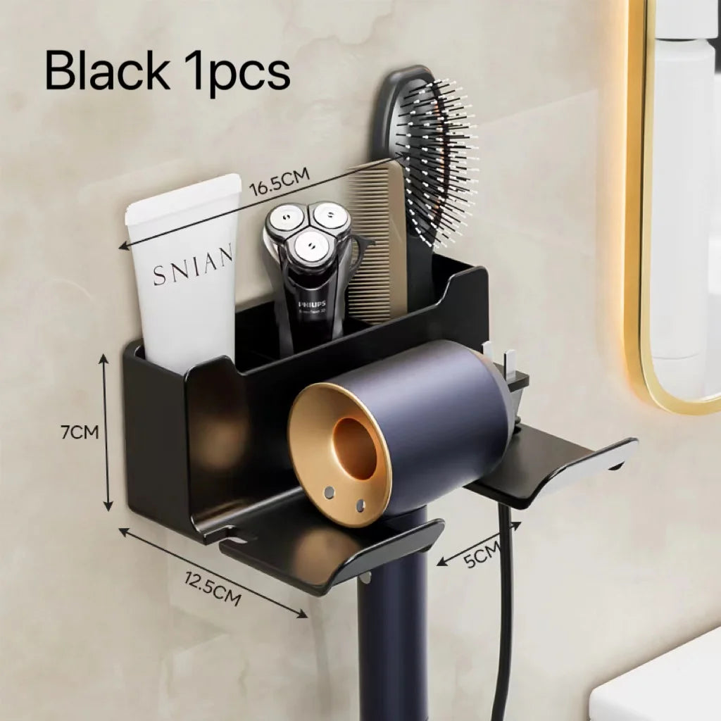 Hair Dryer Holder Hair Tool Organizer Wall Mounted Hair Dryer Hanging Rack Placement Rack Bathroom Multi-Functional Storage Rack