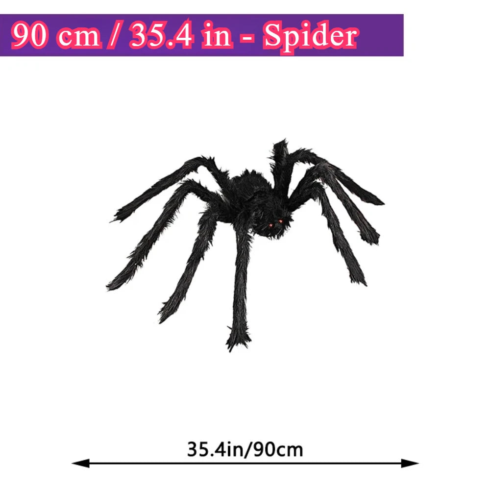 200cm Halloween Spiders Outdoor Decoration Halloween Plush Spiders Giant Spider for Indoor Outdoor Garden Party Decoration