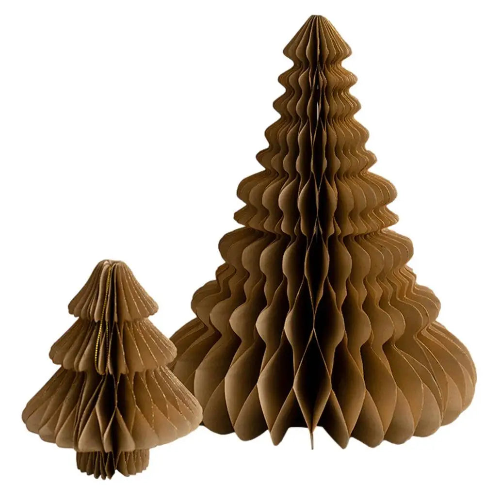 2Pcs Christmas Paper Trees Table Decoration DIY Honeycomb Design Christmas Tree Hanging Decorations Christmas Party Decor