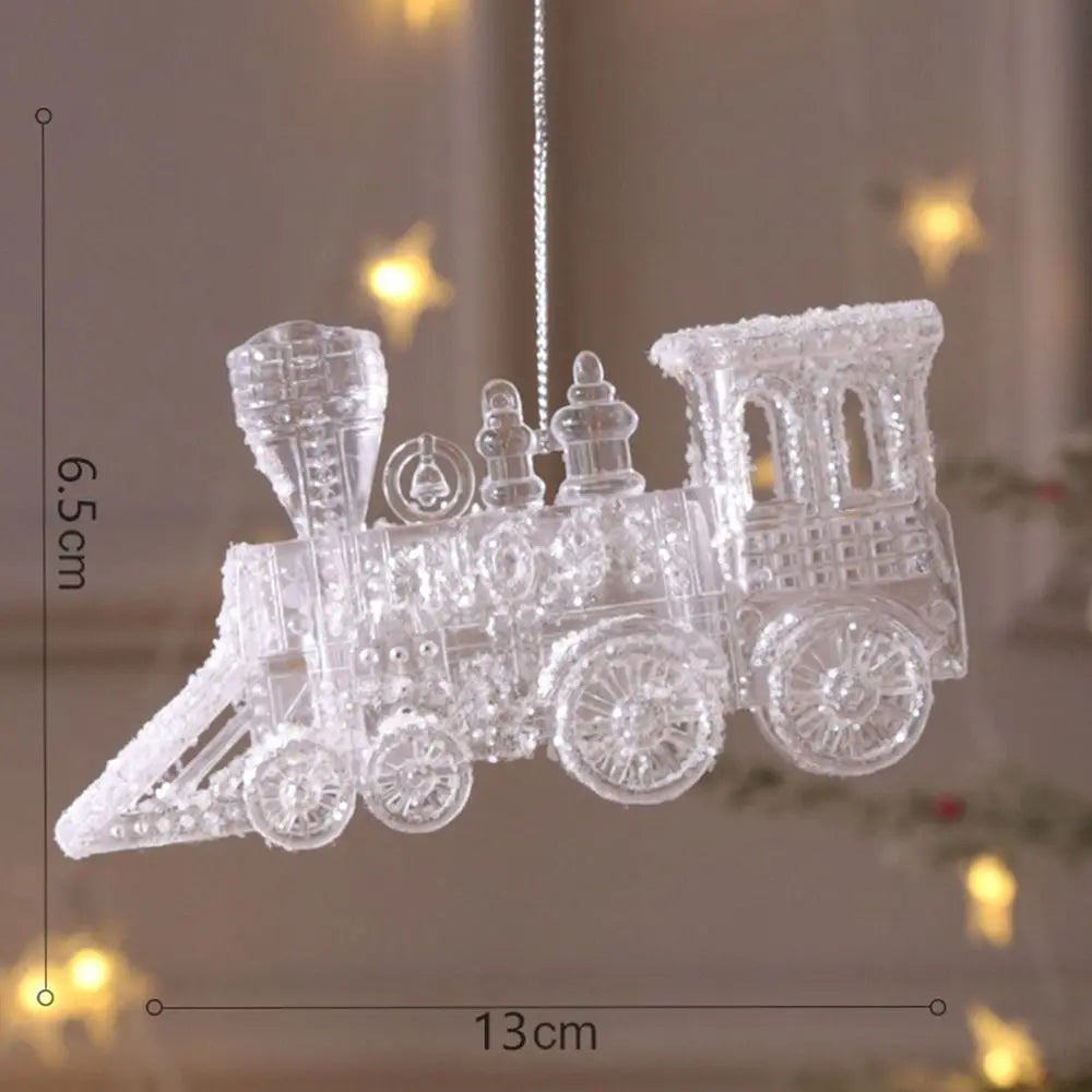 1pc 15cm Christmas Acrylic Snowflake Piece Xmas Tree Pendants Noel Crystal Deer Wreath Hanging Ornaments Merry Christmas Decor
