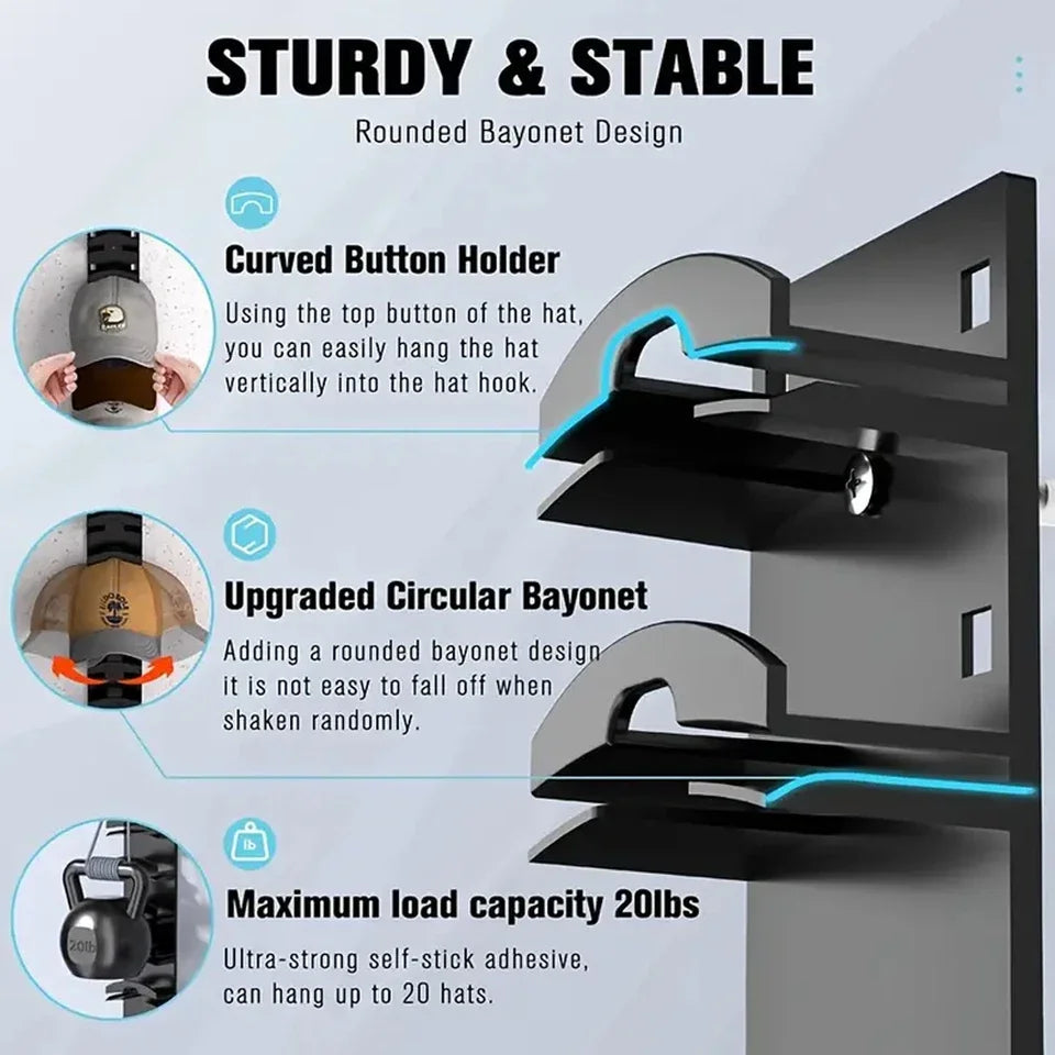 10Grids Wall Mounted Hat Organizer Space Saving Baseball Cap Storage Rack Multifunctional Closet Hanger Home Decoration