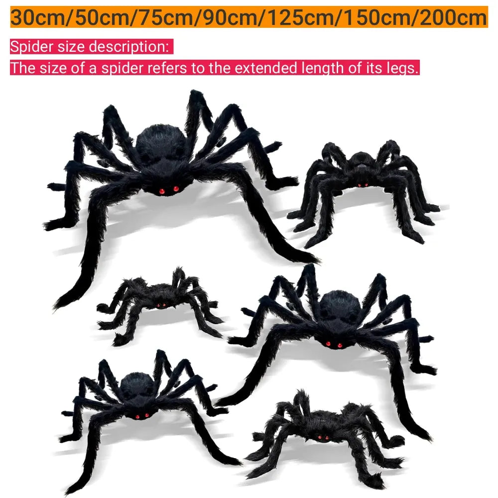 200cm Halloween Spiders Outdoor Decoration Halloween Plush Spiders Giant Spider for Indoor Outdoor Garden Party Decoration
