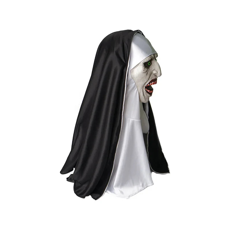 Halloween Scary Nun Mask from The Conjuring 2 - Horror Cosplay Latex Headgear for Pranks Frightening Ghost Face Disguise