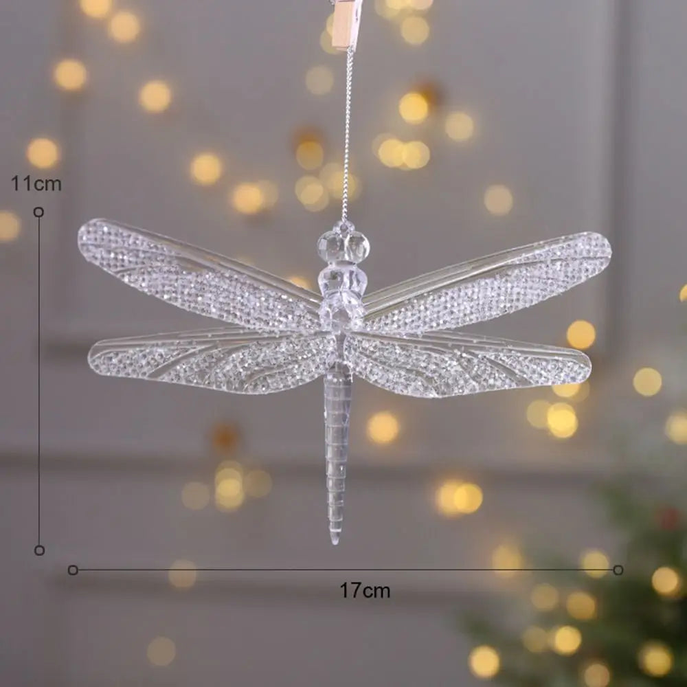 1pc 15cm Christmas Acrylic Snowflake Piece Xmas Tree Pendants Noel Crystal Deer Wreath Hanging Ornaments Merry Christmas Decor