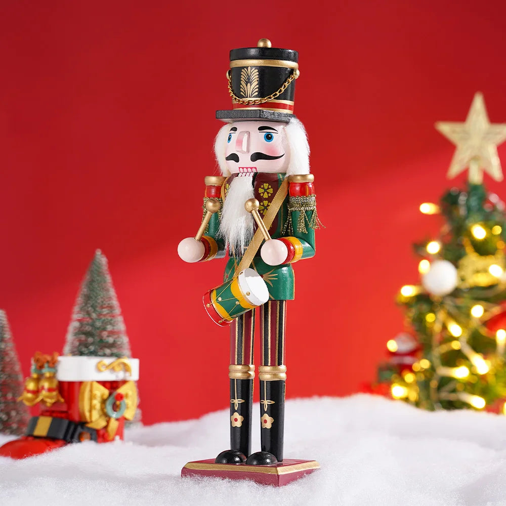 Nutcracker Soldier Puppet Wooden Nutcracker Statues Handicraft Doll Toy Christmas Navidad New Year Gift Home Decoration 30cm