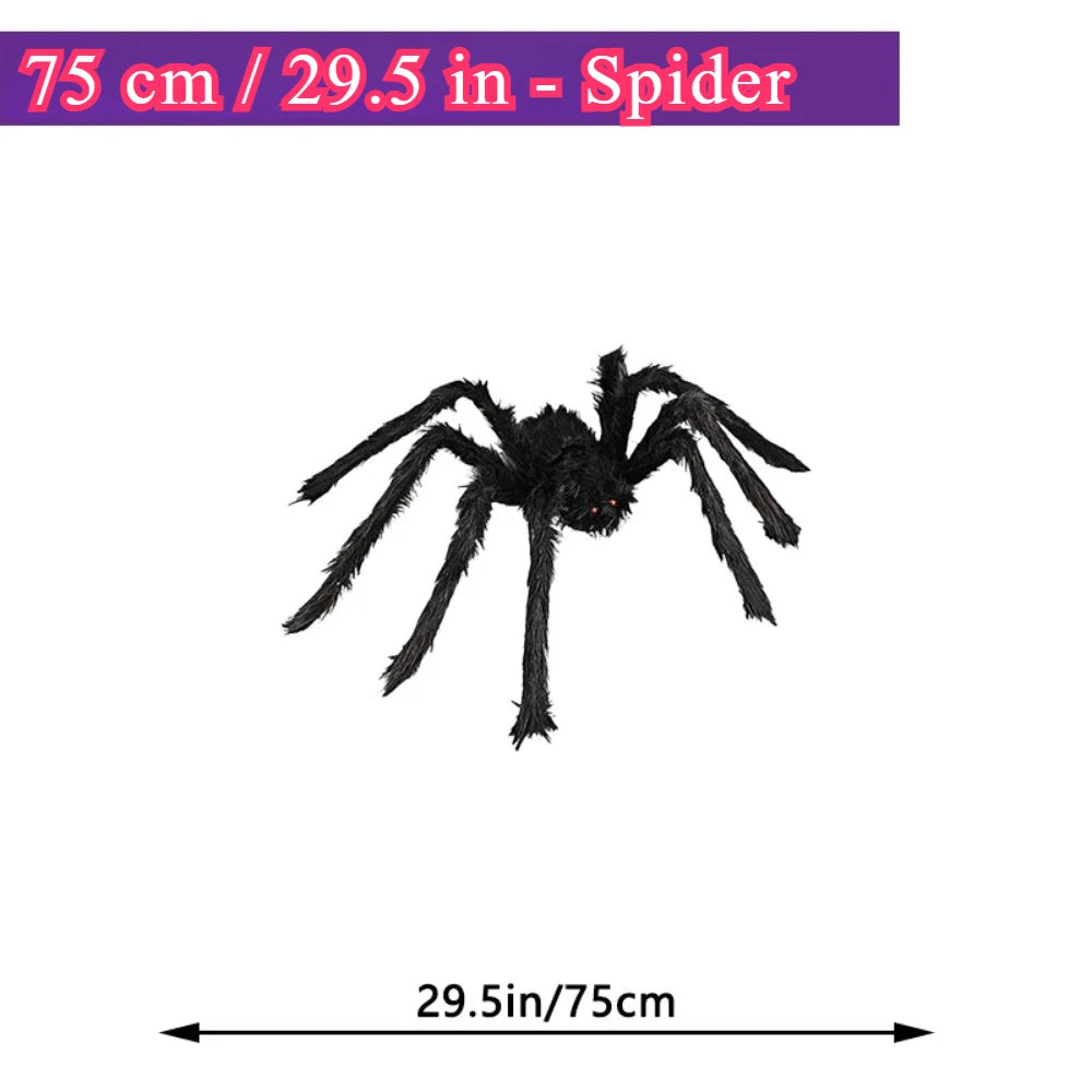 200cm Halloween Spiders Outdoor Decoration Halloween Plush Spiders Giant Spider for Indoor Outdoor Garden Party Decoration