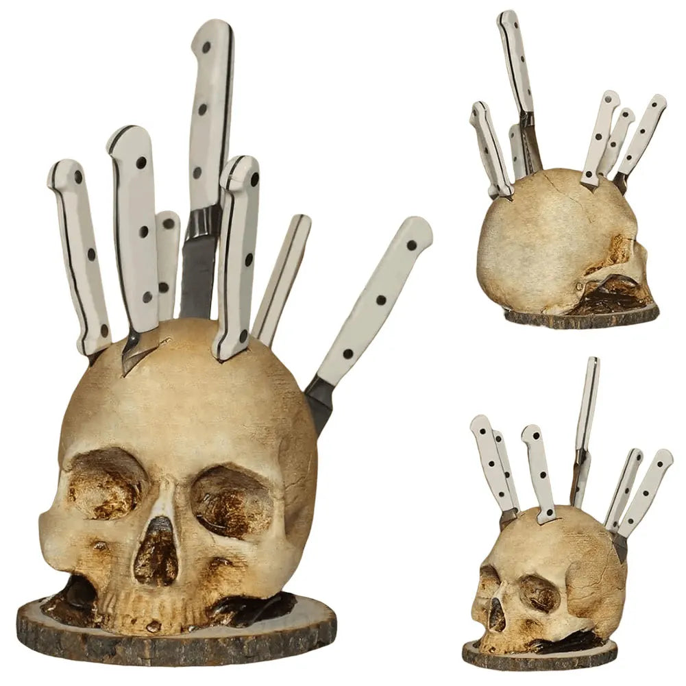 Skull Knife Holder Creative Skeleton Knife Stand Fruit Chopping Knife Stand Halloween Party Decoration