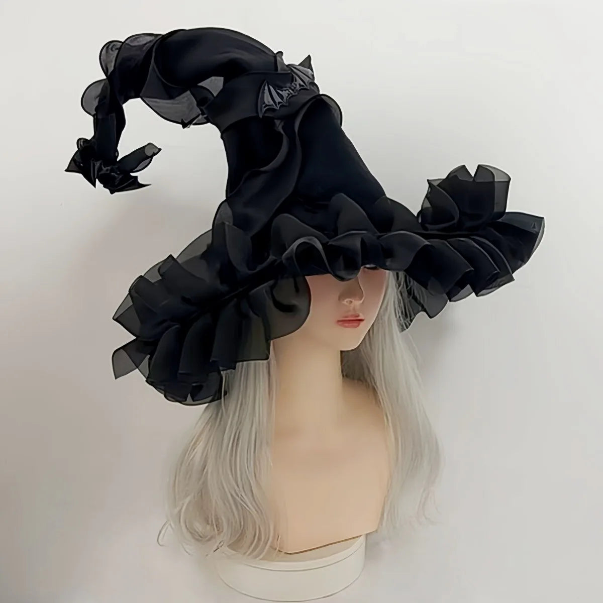 Halloween Witch Hat Lolita princess Ladies sun hat Harajuku Womens Girls Gothic Handmade Bowknot Fleece Lace Adults
