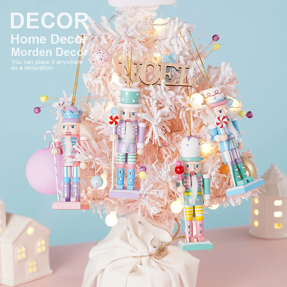 4PCS Macaron Candy Series Nutcracker Puppet Soldier 12CM Christmas Tree Pendant Party Decorations Home Decorations Holiday Gifts