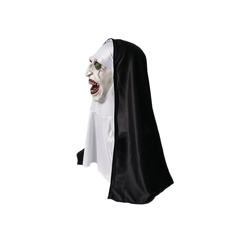Halloween Scary Nun Mask from The Conjuring 2 - Horror Cosplay Latex Headgear for Pranks Frightening Ghost Face Disguise