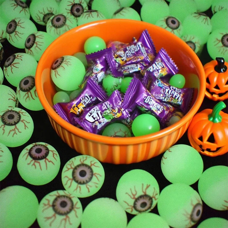 Halloween Glow in The Dark Bouncy Ball 32MM Scary Eyeball Decoration Haunted House Home Bar Horror Props Luminous Fake Eyeballs