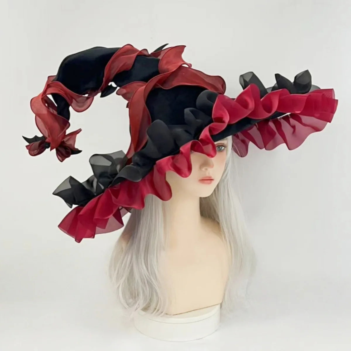 Halloween Witch Hat Lolita princess Ladies sun hat Harajuku Womens Girls Gothic Handmade Bowknot Fleece Lace Adults