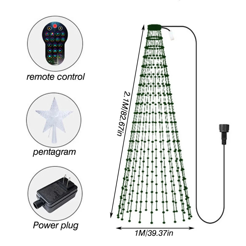 2025 New Christmas Tree Color Light Garland LEDRGB Glowing IC String Lights Bluetooth Control Function Christmas Decorative lamp