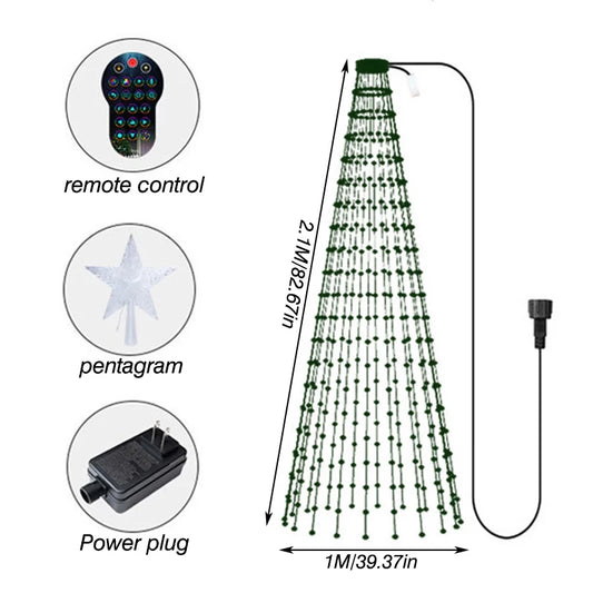 2025 New Christmas Tree Color Light Garland LEDRGB Glowing IC String Lights Bluetooth Control Function Christmas Decorative lamp