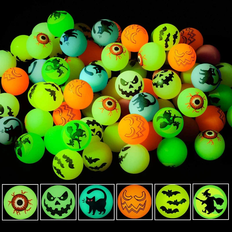 Halloween Glow in The Dark Bouncy Ball 32MM Scary Eyeball Decoration Haunted House Home Bar Horror Props Luminous Fake Eyeballs