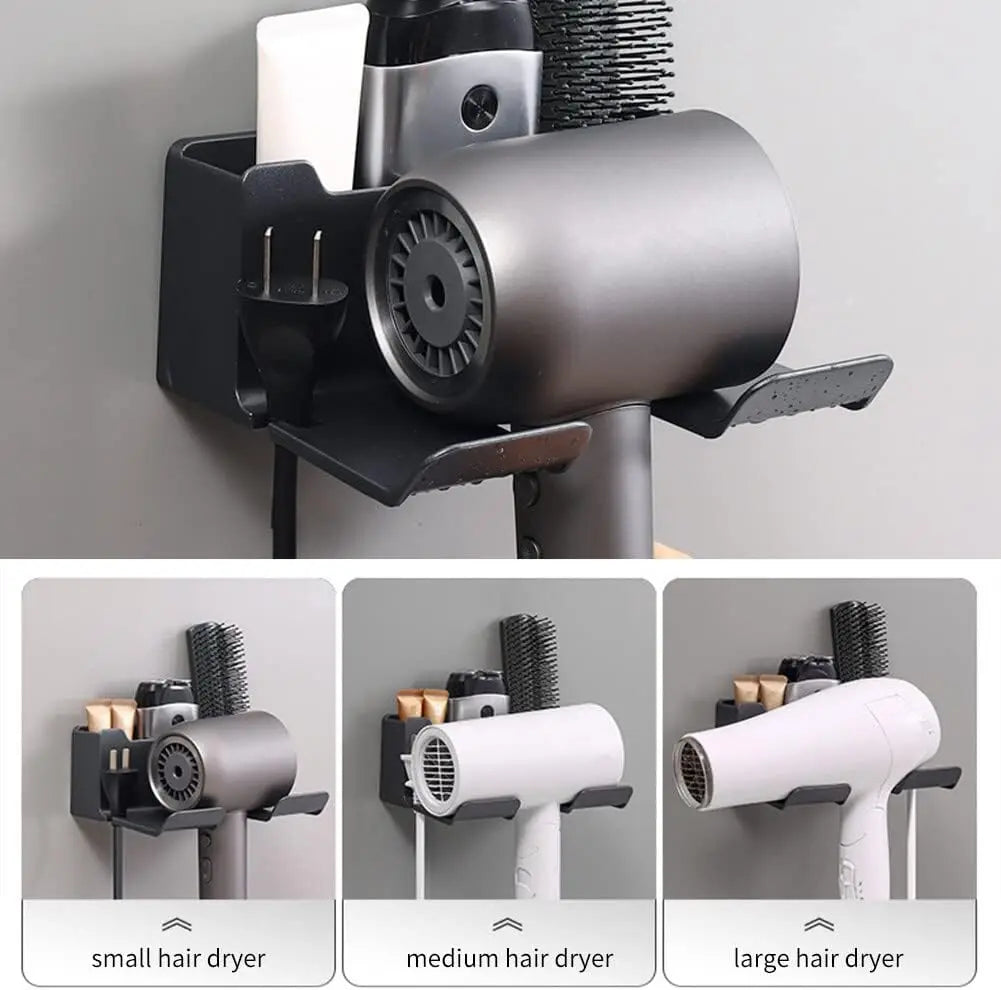 Hair Dryer Holder Hair Tool Organizer Wall Mounted Hair Dryer Hanging Rack Placement Rack Bathroom Multi-Functional Storage Rack