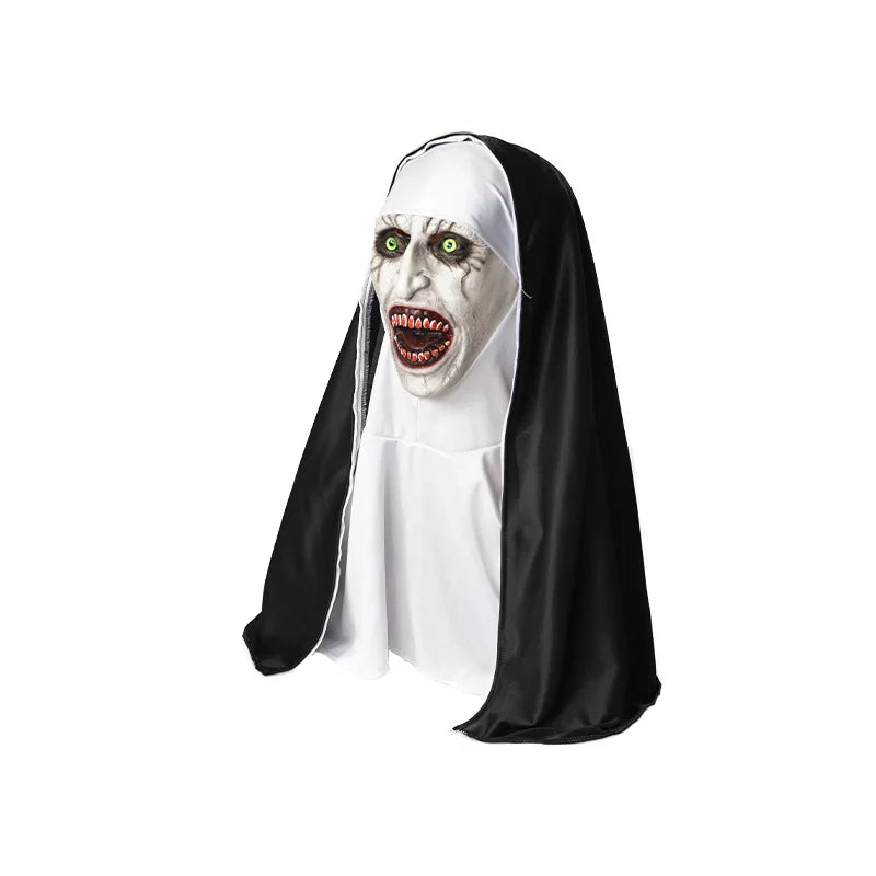 Halloween Scary Nun Mask from The Conjuring 2 - Horror Cosplay Latex Headgear for Pranks Frightening Ghost Face Disguise