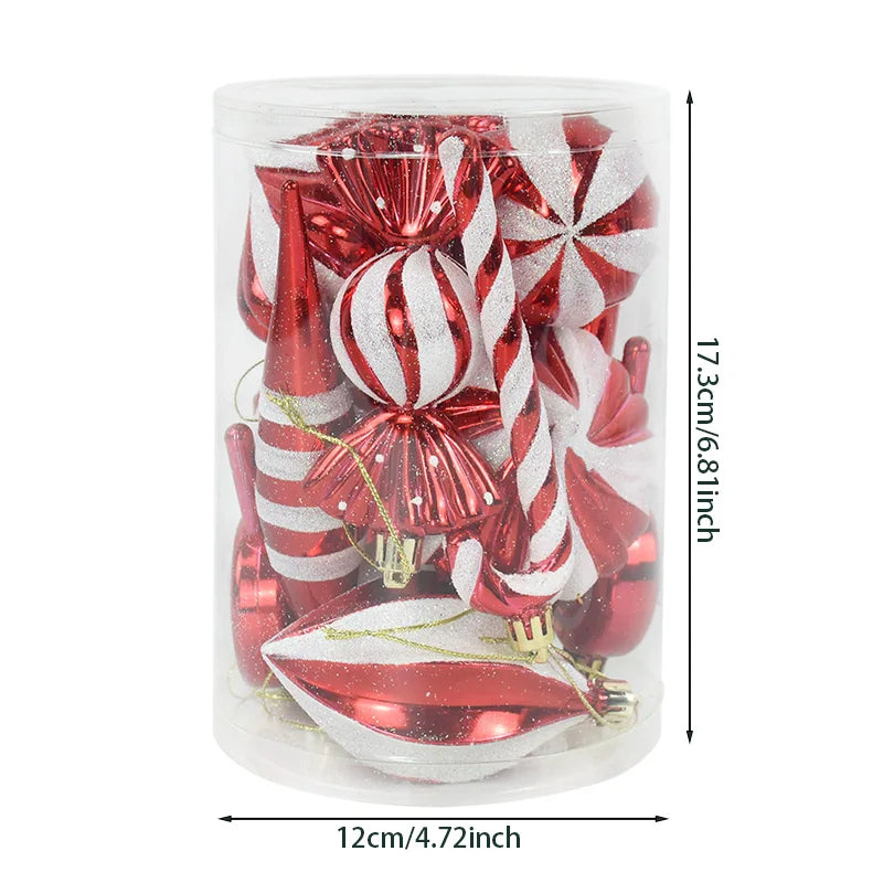 14pcs Christmas Red White Candy Cane Xmas Tree Ornaments Ball New Year Xmas Gifts Christmas DIY Decoration for Home Navidad 2023